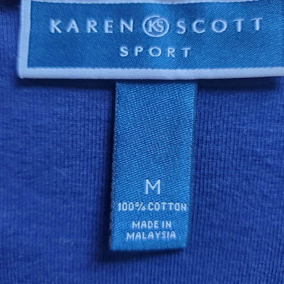 Karen Scott Blue Midi Dress with White Embroidery Size M - Picture 2 of 5